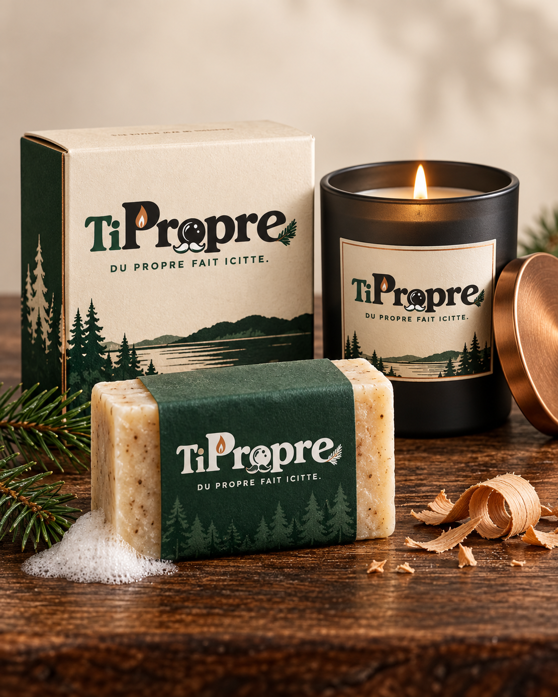 Ensemble TiPropre comprenant un savon et une bougie