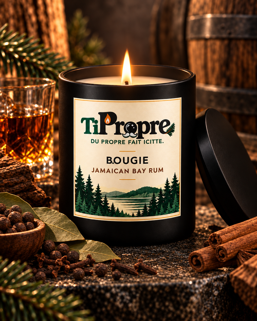 Bougie parfumée TiPropre Jamaican Bay Rum en pot noir