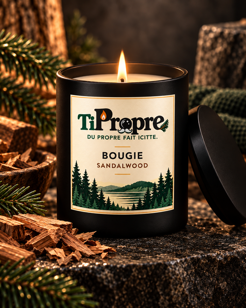 Bougie parfumée TiPropre Sandalwood en pot noir