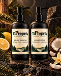 Duo des champions liquide TiPropre : gel de douche et shampoing, visuel Citron, coco et vanille